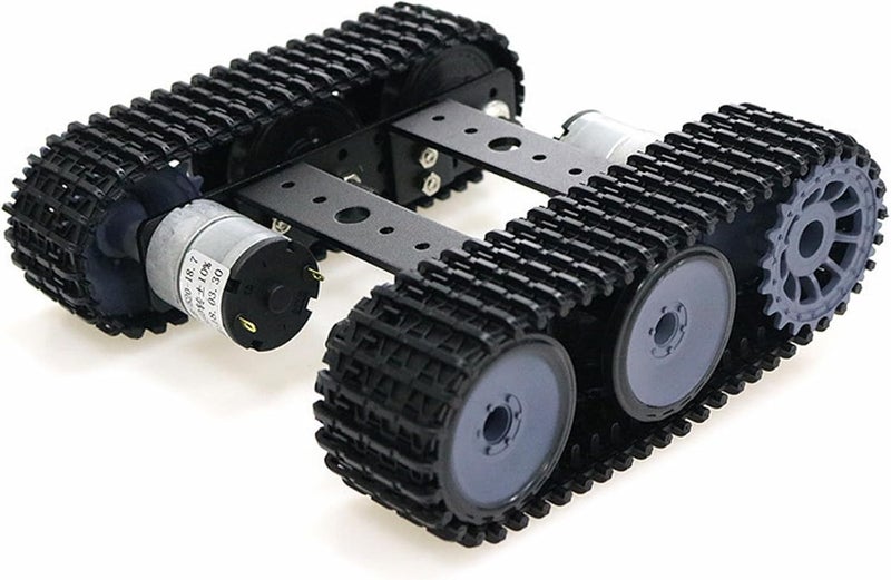 SmaringWing Premium Robot Tracked Car Chassis Starter Kits, MiniTP100 Metal Smart Tank Robot Chassis Control Learning Kit with 2pcs Tracks for Arduino RaspberryPie MicroBit DIY Science Education Experiment, Black - Image 1